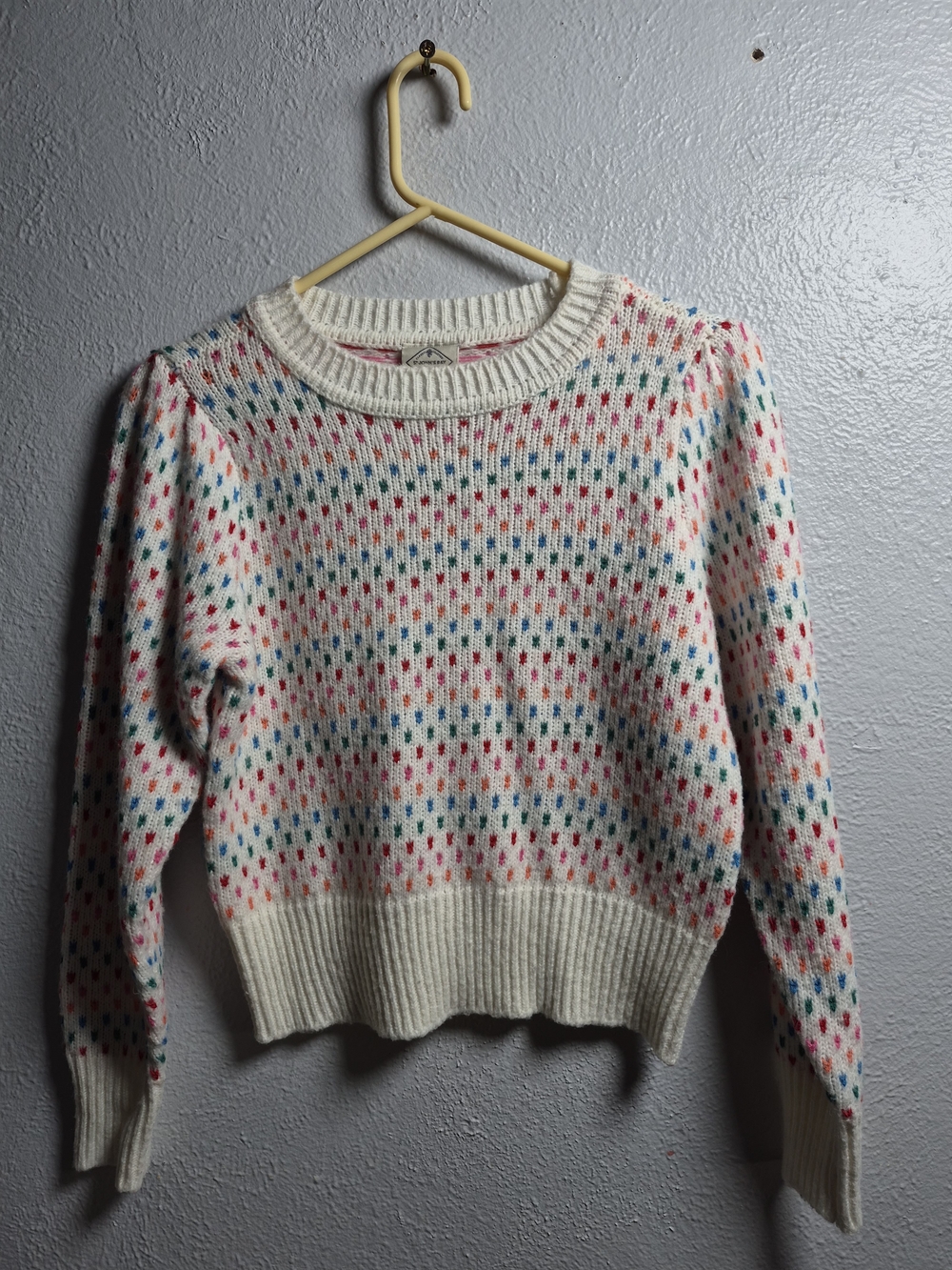 St. John’s Bay Cream Sweater with Pink, Blue & Coral Dots